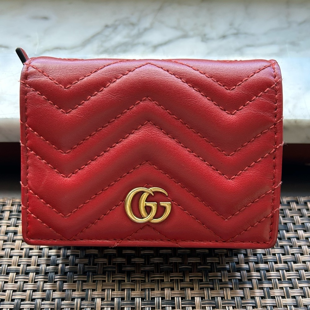Gucci Red Marmont Card Case Wallet